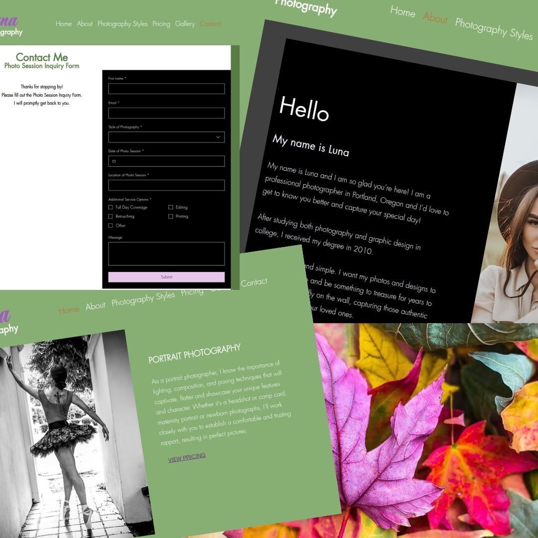 Photographer Wix Website Template