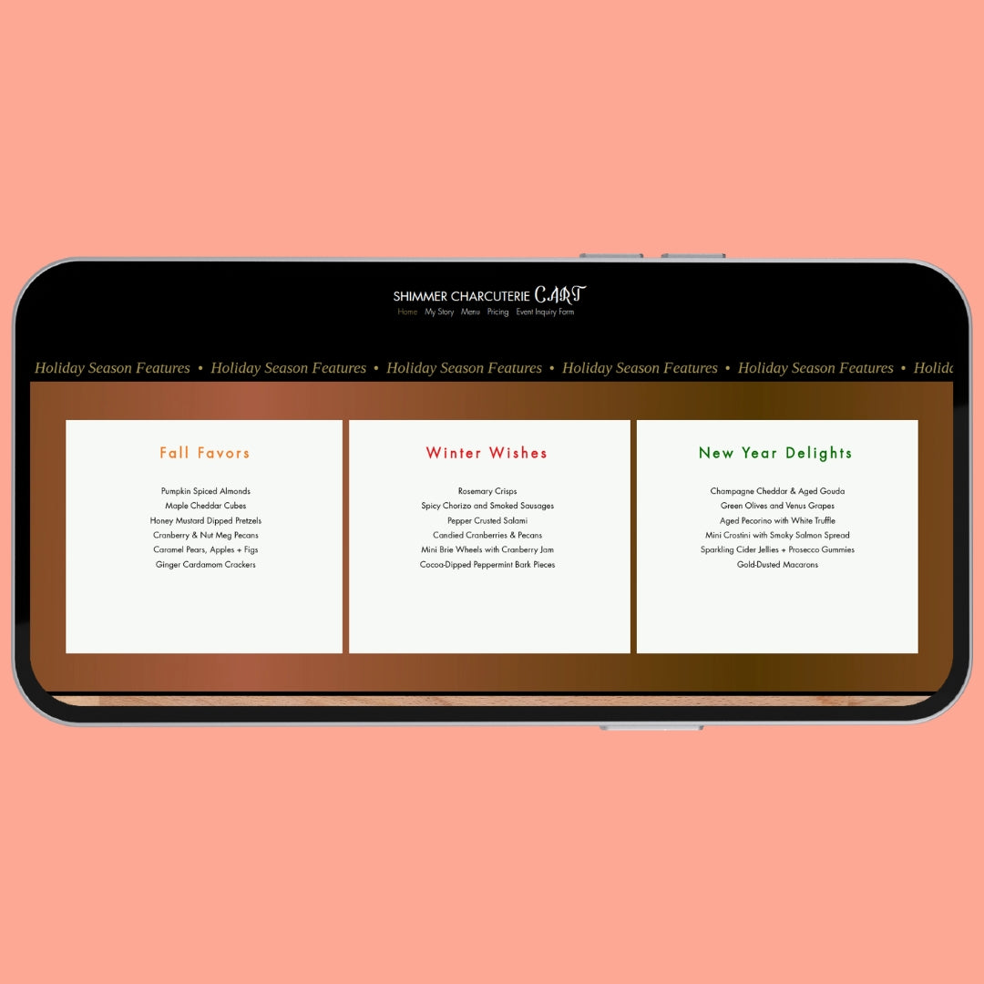 Charcuterie Cart Wix Website Template